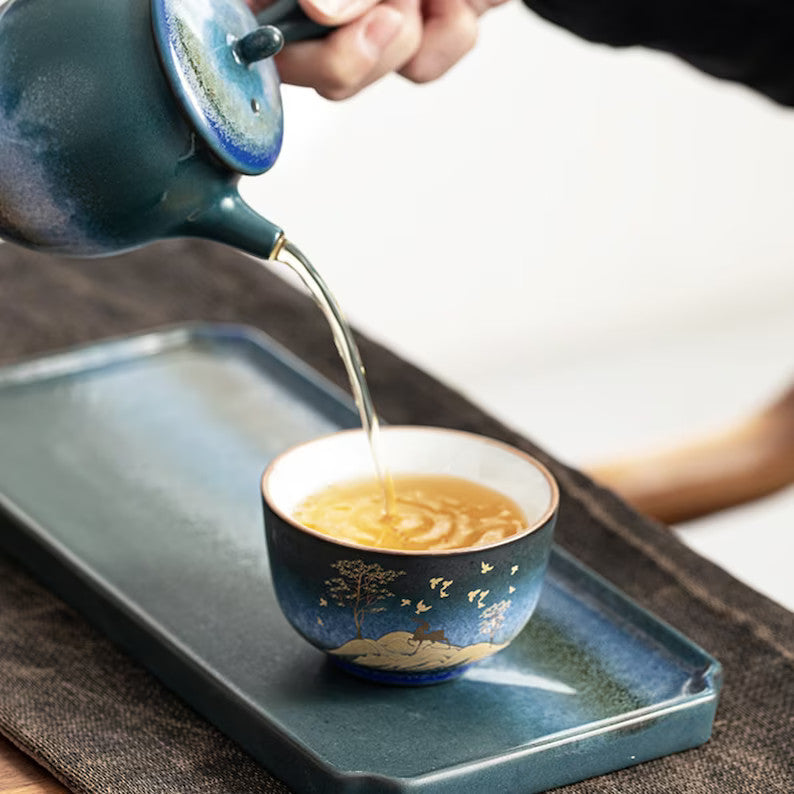 Kongfu Tea Cup Ceramic Gold Deer Personalization Chinese Kung Fu Tea Cup 100ml