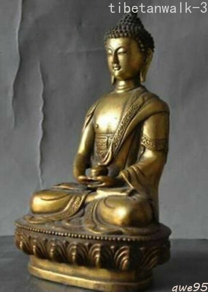 Tibet Bronze Amitabha Buddhism Buddha Statue Best Blessed Monks Blessing