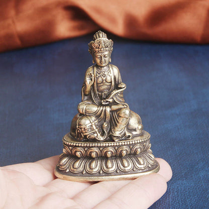 Pure Brass Samantabhadra Bodhisattva Buddha Statue Decoration Craft Ornament