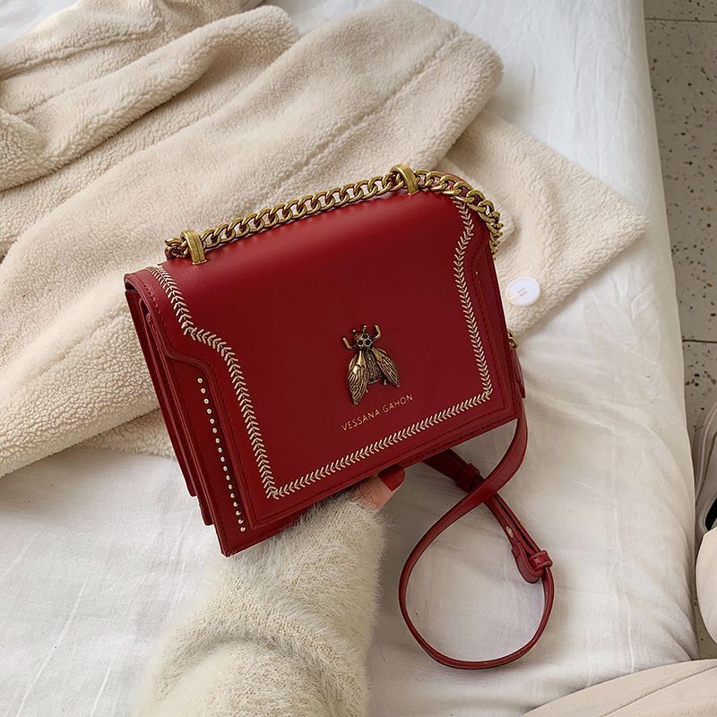 Ladies Chain Handbag Cartoon Decorative Shoulder Bag Leather Tote Bags Crossbody