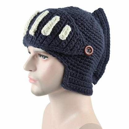 Hiking Cap Novelty Hat Winter Beanie Warm Mask Knight Helmet Knitted 54-60CM 1PC