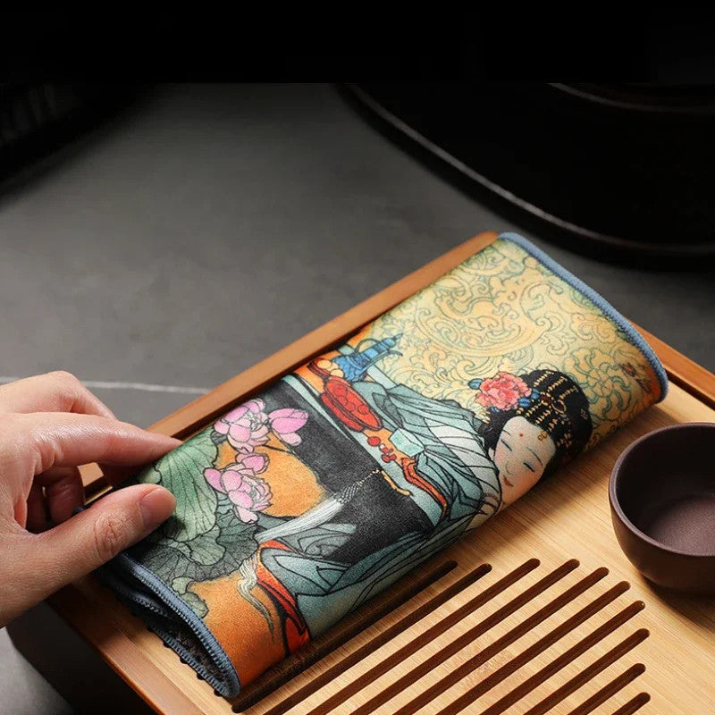 36cm Chinese Retro Tea Towel Strong Water Absorption Thicken Tea Mat Coaster