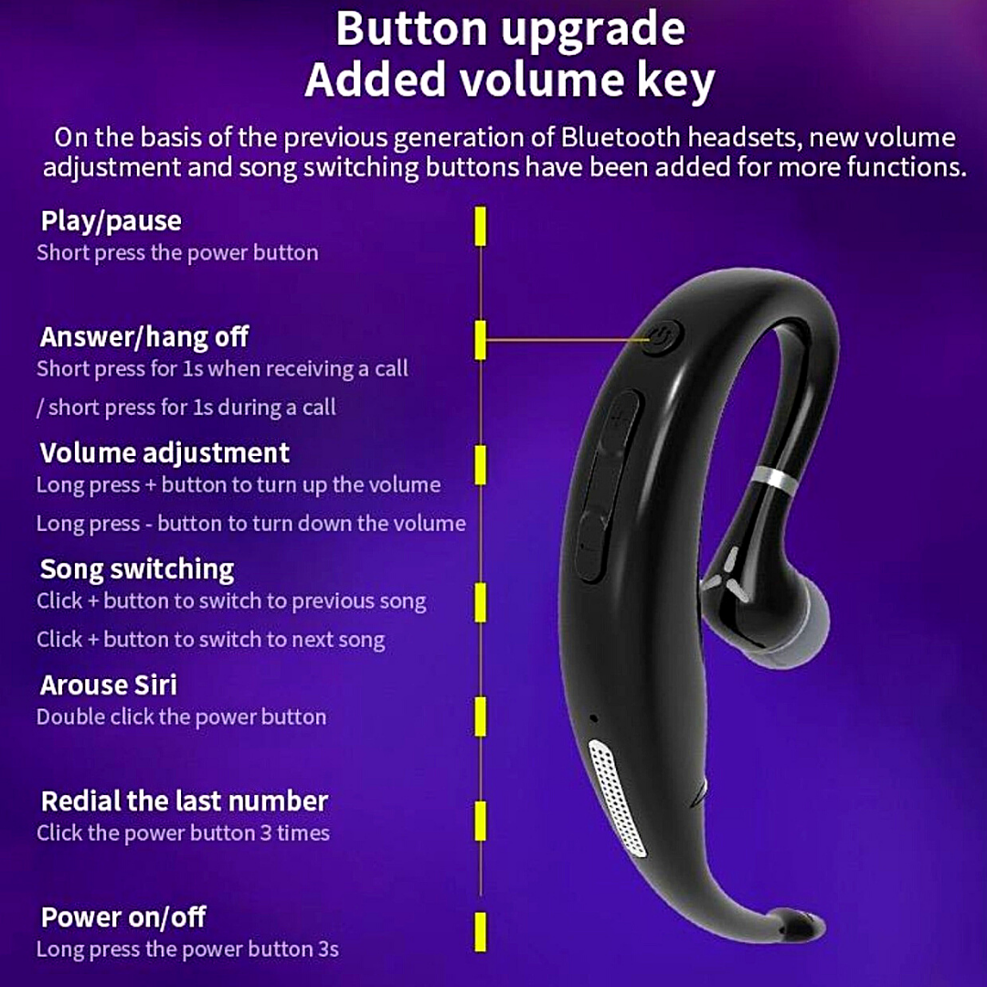 Rare Wireless Bluetooth Handsfree Earphone Earbud Trucker For Smart Phone Tablet