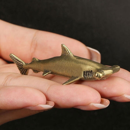Brass Decoration Hammerhead Shark Figurine Statue Animal Figurines Toys Table
