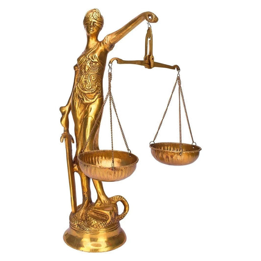 Brass Blind Folded Justice Lady Lawyer Judge Statue Idol Sculpture Figurine