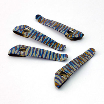 1PC. TC4 Pocket Clip for Strider SMF / SNG Tiger grain roasted titanium