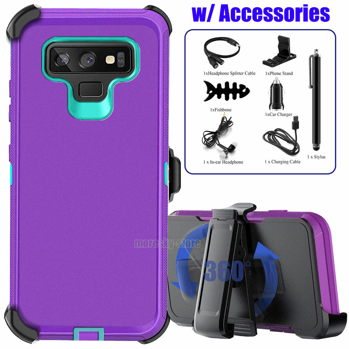 For Samsung Galaxy Note 9 Case w/ Belt Holster Shockproof Phone Cover Accessory