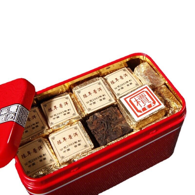 250g 2003 Pu-Erh Small Square Brick Pu'er Tea In Iron Box Health Care Black Tea