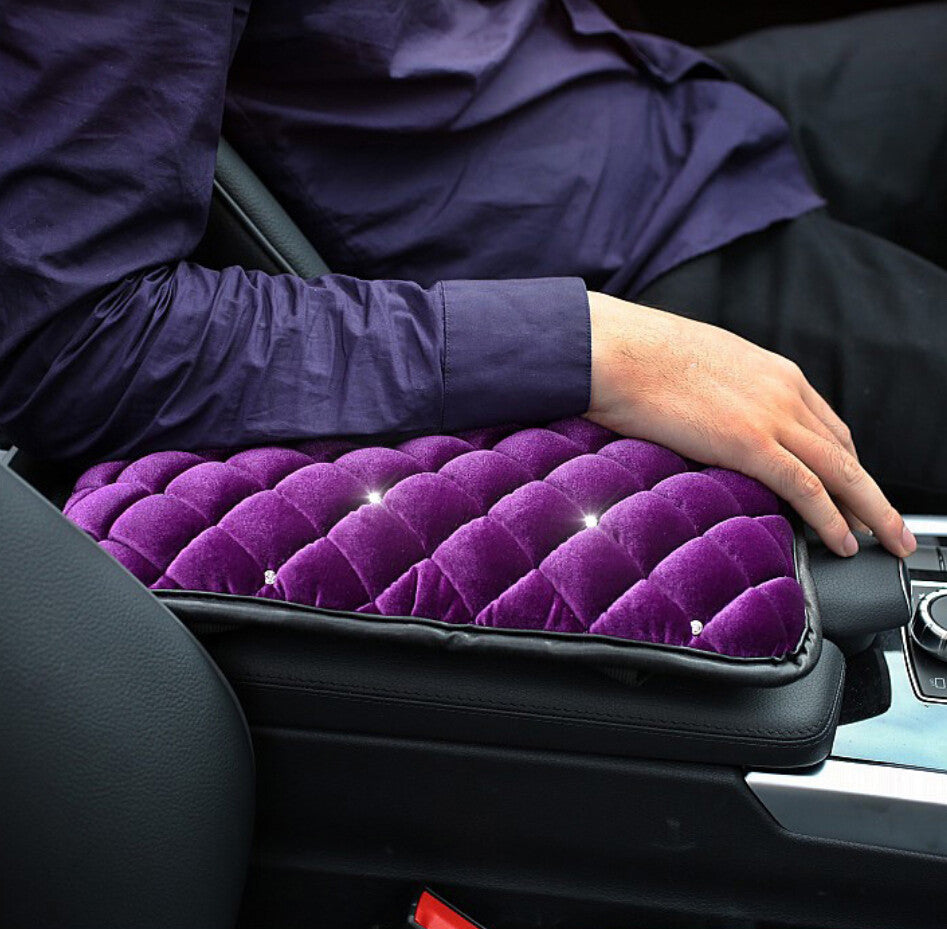 Fashion Exquisite Car Armrest Center Console Pad Cover Bling Diamonds Winter