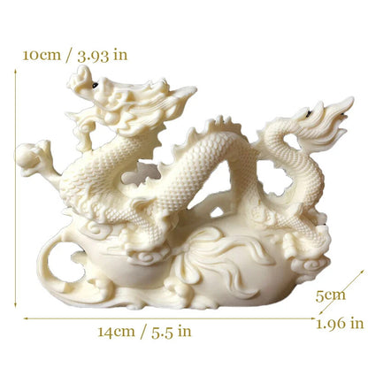 New Feng Shui White Dragon Statue Zodiac Auspicious Dragon Decor Accessories