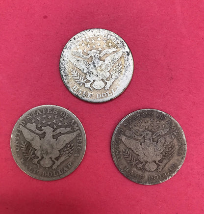 1907 1904O 1899 Barber Liberty Head Silver Half Dollar 3 Coins Money USA 美国宪法银币