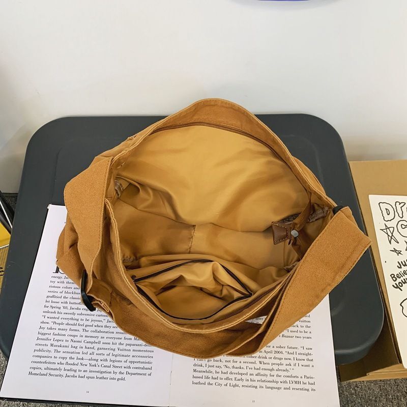 Oversized Canvas Slouchy Side Bag Textile Stylish Big Laptop Pouch Crossbody Bag