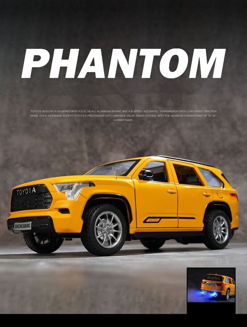 1:24 Toyota Sequoia SUV Druckguss Modell Auto Fahrzeug zur Simulation Sounds Lichter-