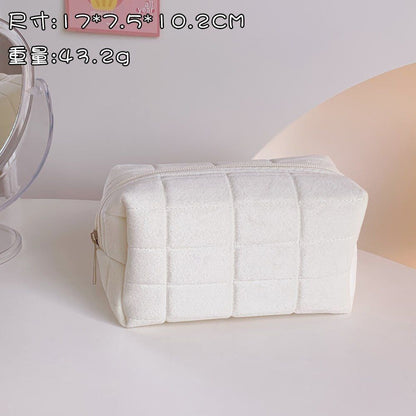 Large Pink White Blue Plush Makeup Purse Pencil Case Storage Soft Bags Organizer