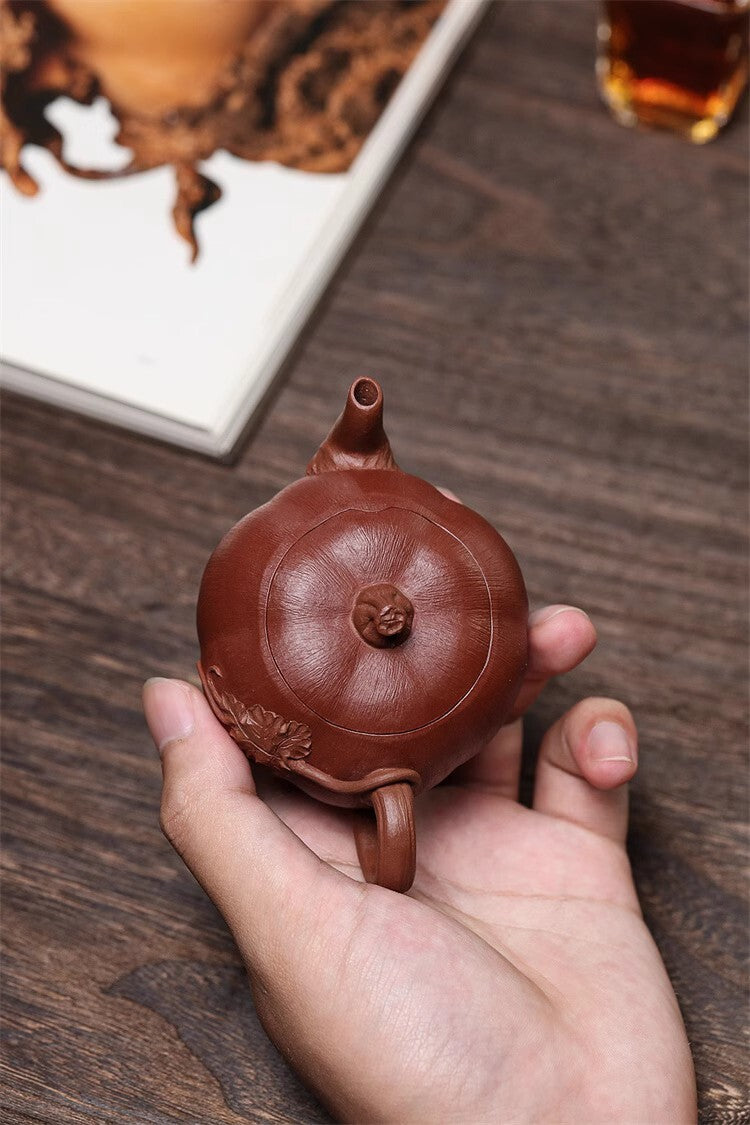 120cc chinese Yixing Handmade Zisha teapot Duan ni Pumpkin Gongfu Tea Pot