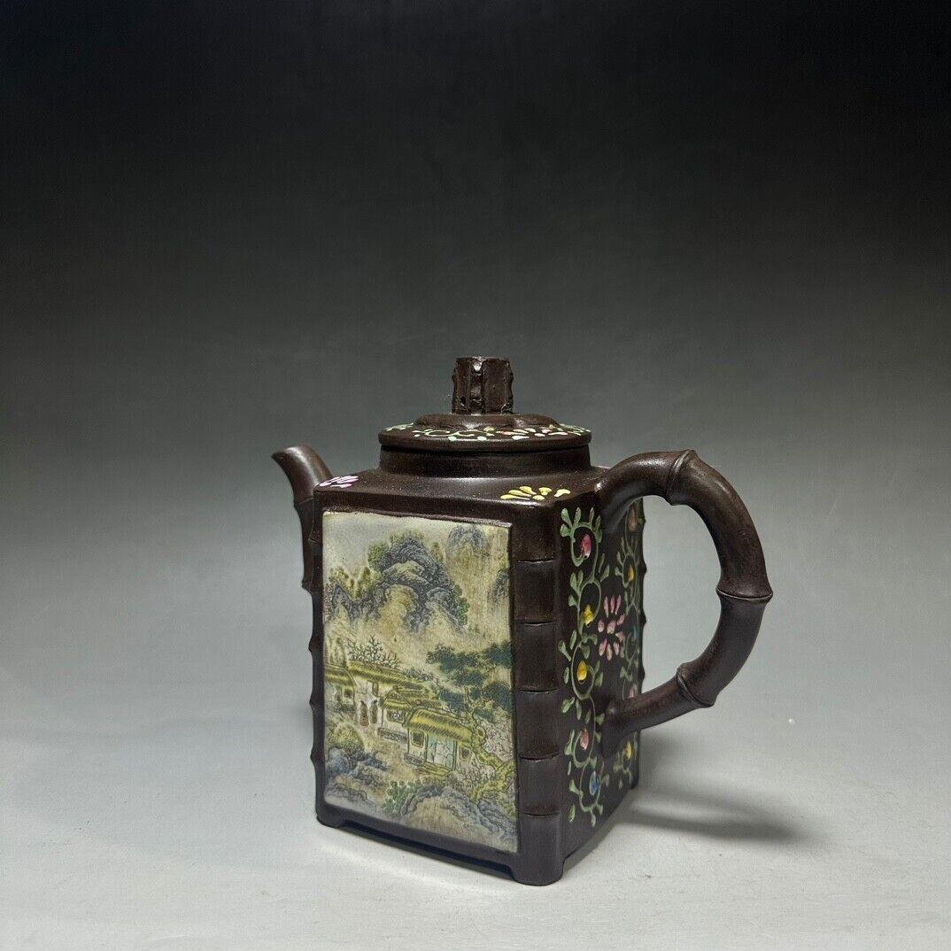 Chinese Yixing Zisha Clay Handmade Exquisite Teapot （四方竹 底款：陈鸣远）