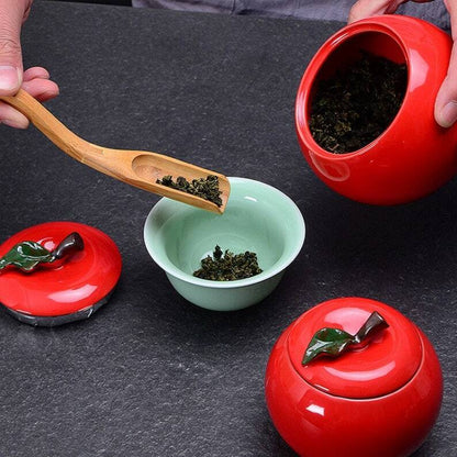 Ceramic Apple Tea Canister|Kitchen Containers