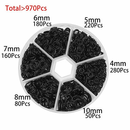 970Pcs/Set Mixed Color Open Jump Ring Split Connector Jewelry Making Kit Finding