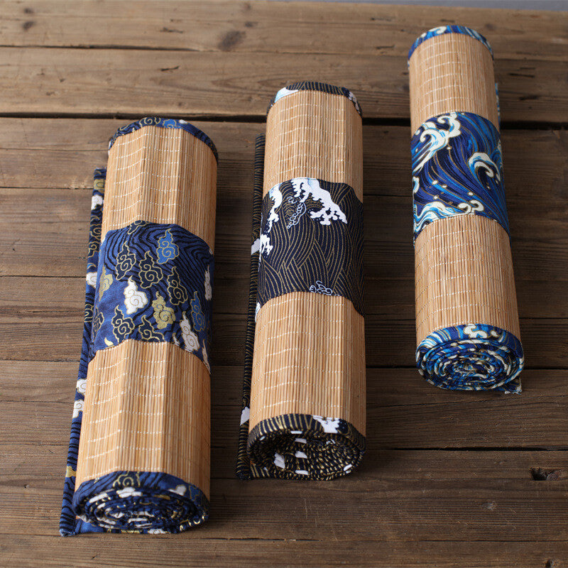 Japanese Table Runner Bamboo Weave Table Cloth Tea Mats Non-Slip Home Decor Chic