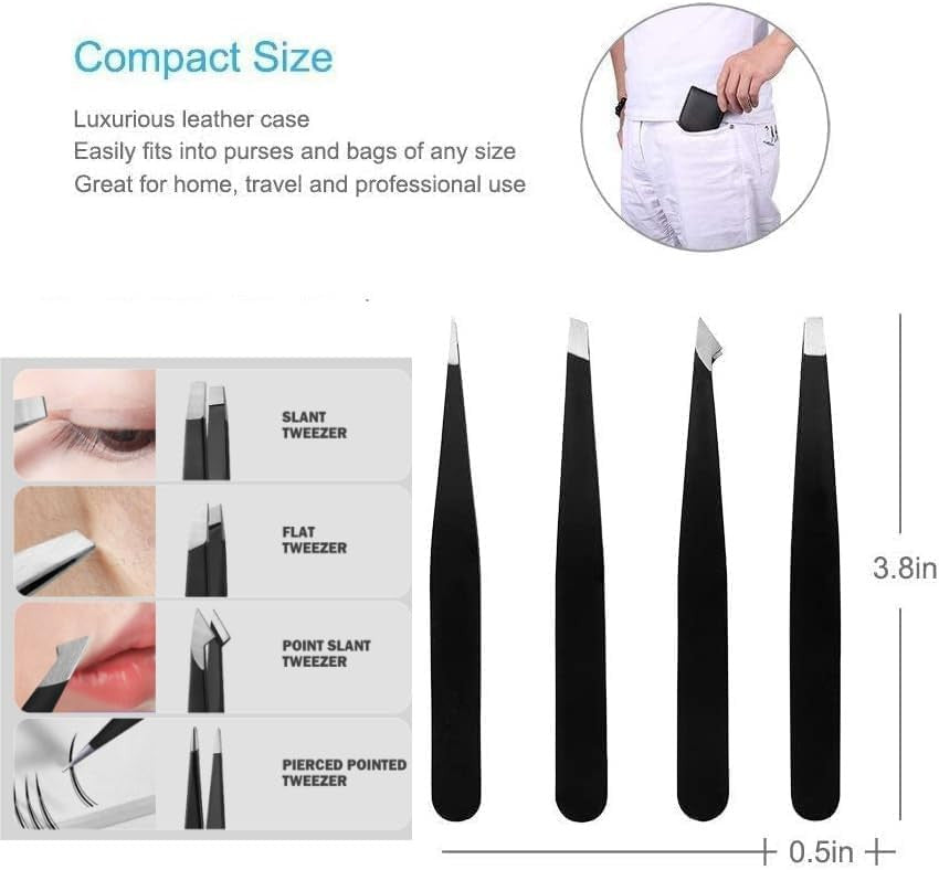 Eyebrow Tweezers Eyebrow Clip 4Piece Hair Beauty Pluckers Stainless Steel
