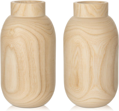Handmade Wooden Flower Vase Decoration Arrangement Home Office Gift Set of 2