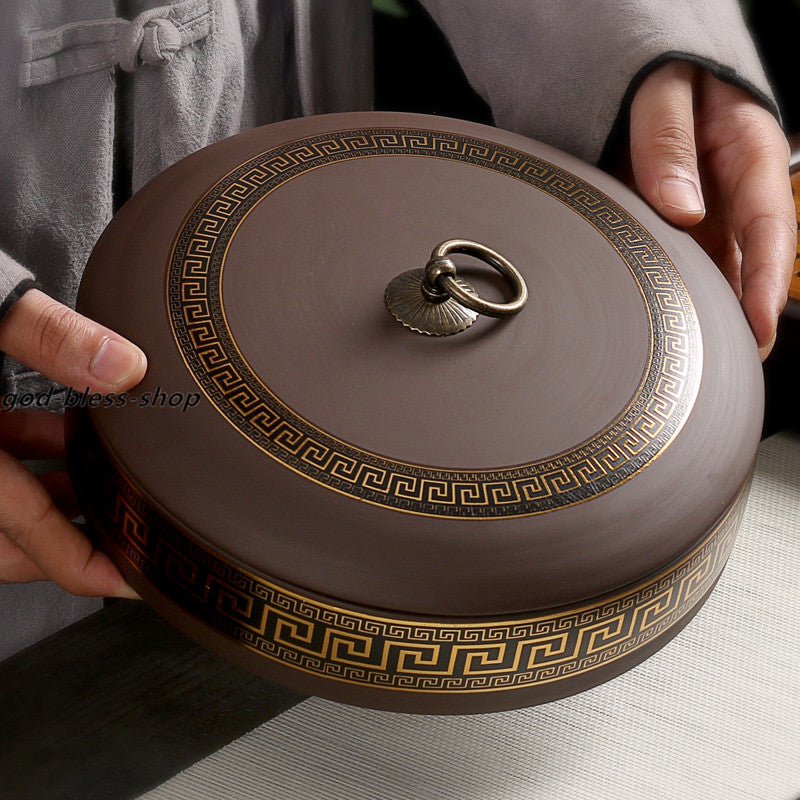 Chinese Yixing Zisha Purple Clay Tea Caddy Sealed Canister For Pu'er Loose Tea