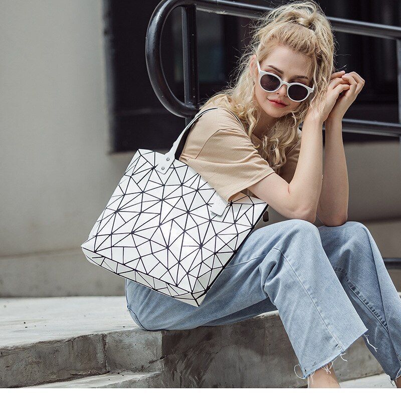 Women Bags Beach Large Tote Hologram Shoulder Bag Geometric Pouch 40*7.5*31.5 CM