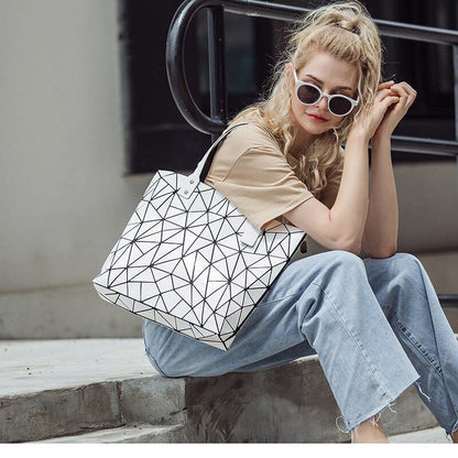 Women Bags Beach Large Tote Hologram Shoulder Bag Geometric Pouch 40*7.5*31.5 CM