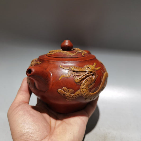 Chinese Yixing Zisha Clay Handmade Exquisite dragon shape statue Teapot 底款：顾景舟
