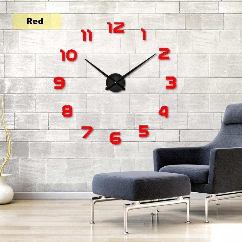 Large 3d Wall Clock Diy Home Creative Decoration Big Numbers Multi Color 37/47in