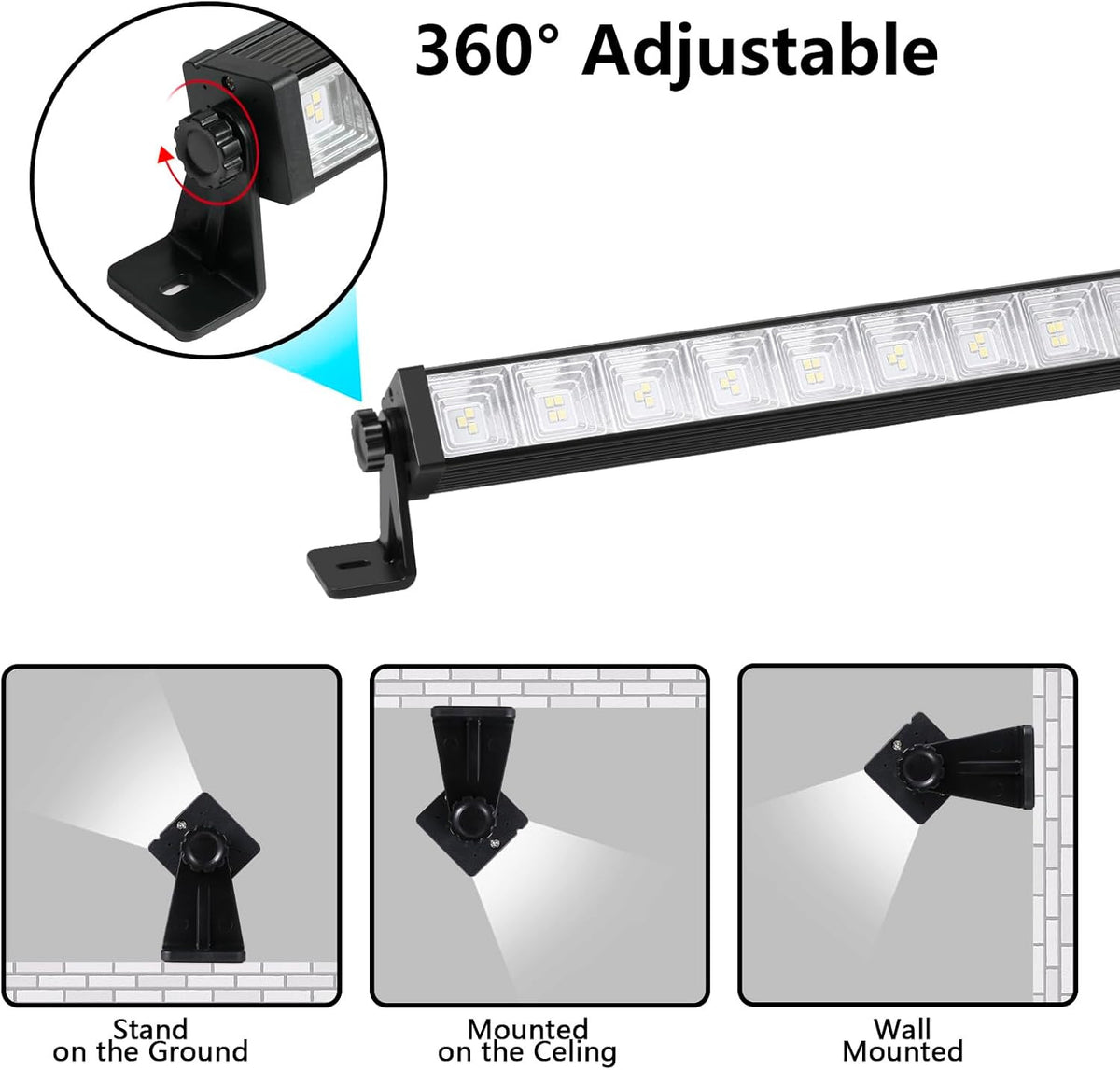 2 Pack 24W LED Shop Light, Plug in Garage Light with 6.5FT Cord and On/Off Switc