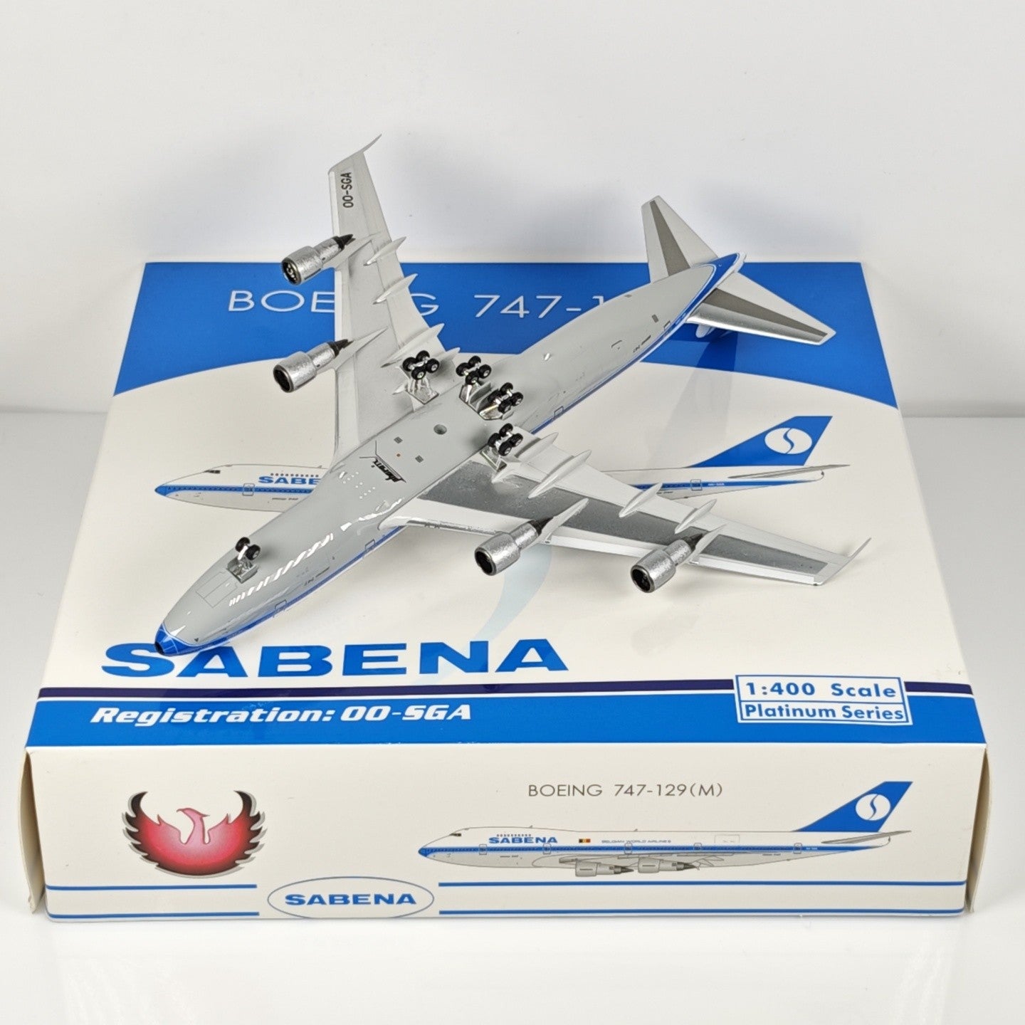 1:400 Phoenix Sabena Boeing 747-100 OO-SGA Airplane Diecast Aircraft Plane Model