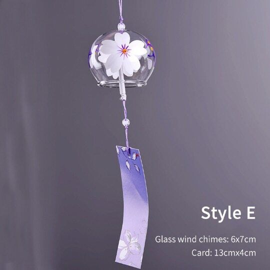 Glass Wishing Wind Chimes Cherry Blossom Courtyard Hanging Wind Chime