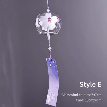 Glass Wishing Wind Chimes Cherry Blossom Courtyard Hanging Wind Chime