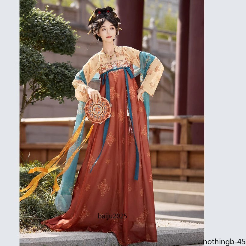 Chinese Traditional Tang Style Hanfu Women Ancient Costumes Dance Robe Clothes