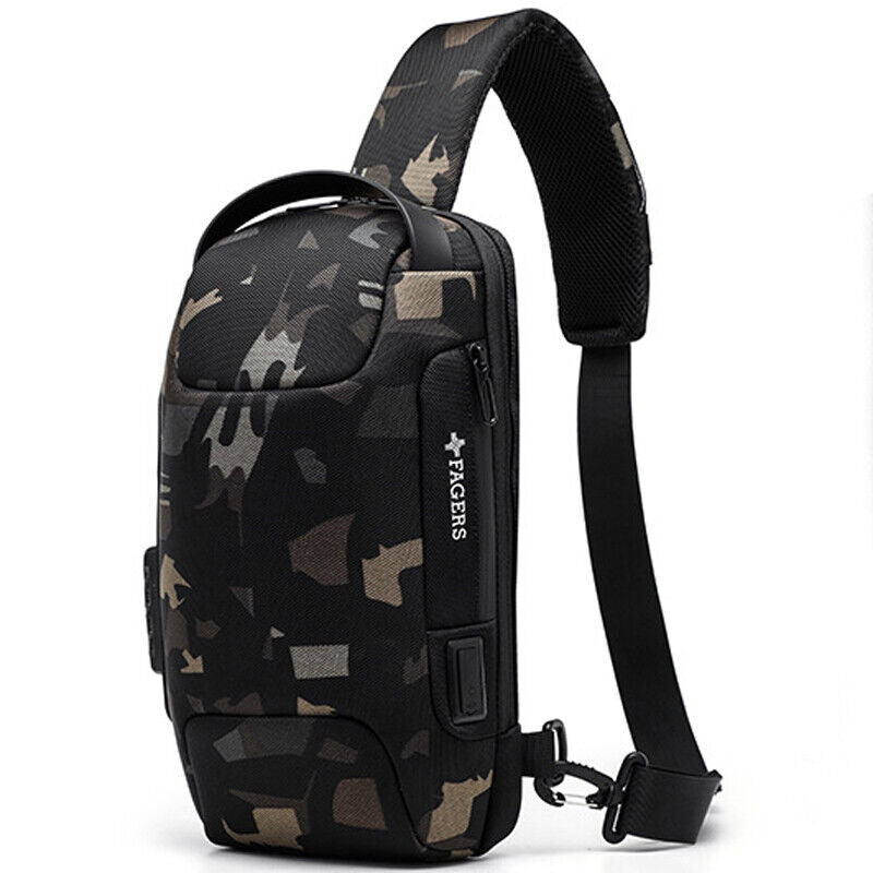 Men's Sling Backpack Oxford cloth Waterproof&Anti-theft Crossbody Bag Camouflage