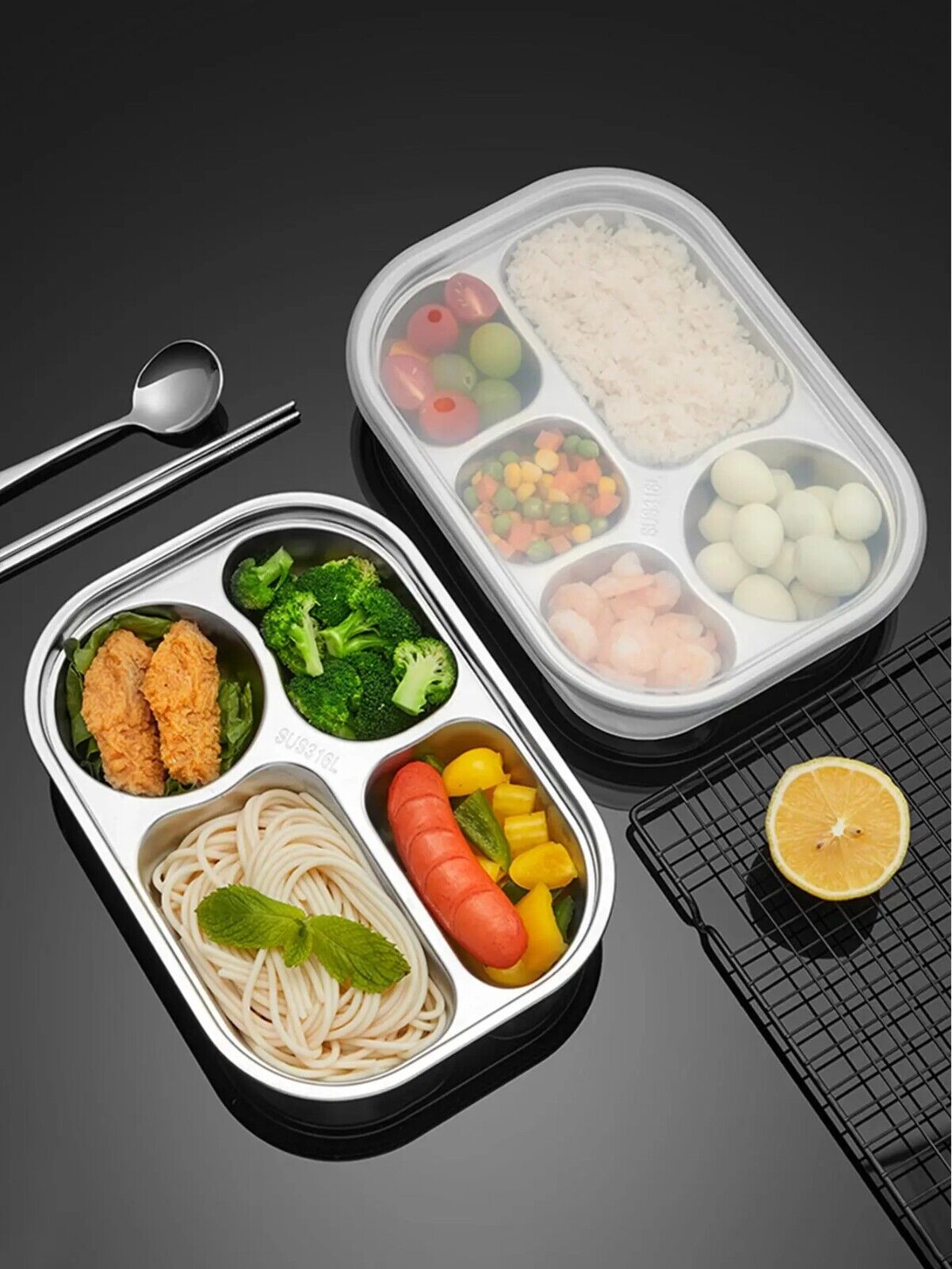 Lunch Box 316 Stainless Steel For Outdoor Kids Food Bento Compartment Containers