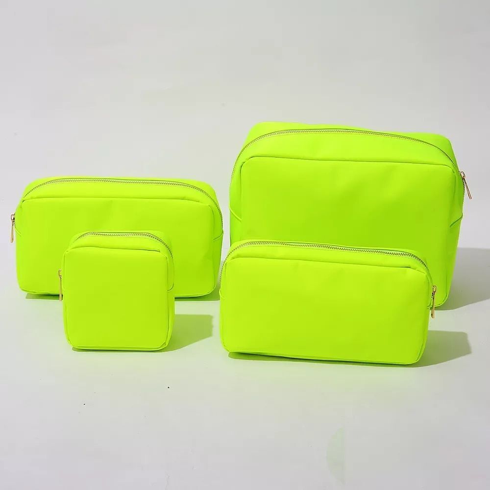 Waterproof Nylon Pouch Cosmetic Bag Letters Patch Makeup Bag Big Toiletry Purse