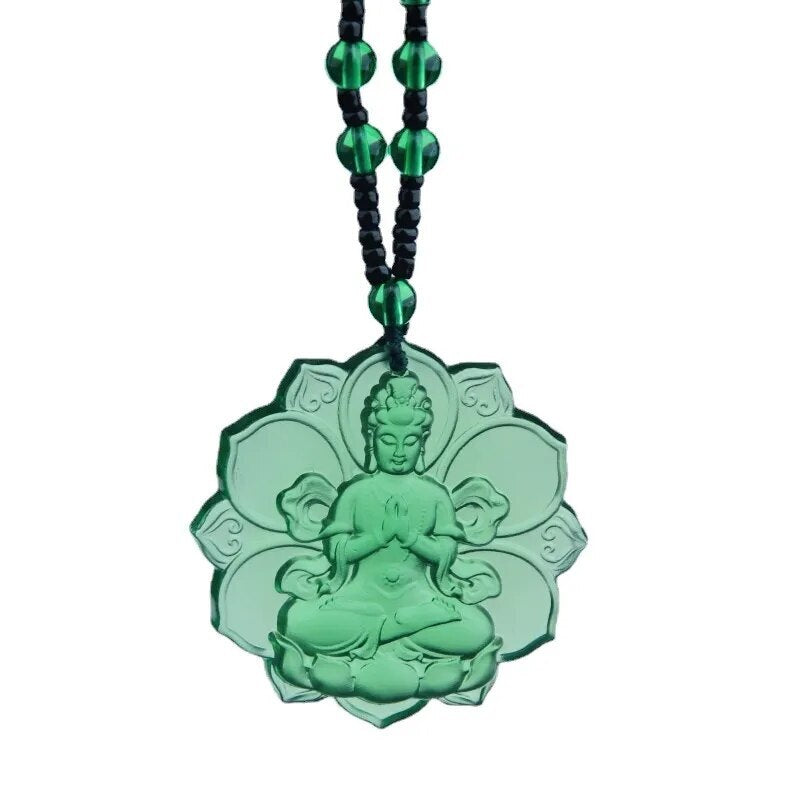 Crystal Buddha Green Tara Amulet Buddha Charms Tibetan Buddhism Religion