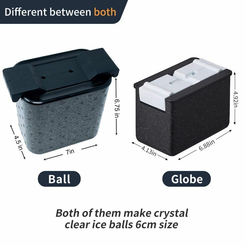 Crystal Clear Ice Ball Maker Spherical Whiskey Tray Bubble-Free Cavity 2.35 Mold