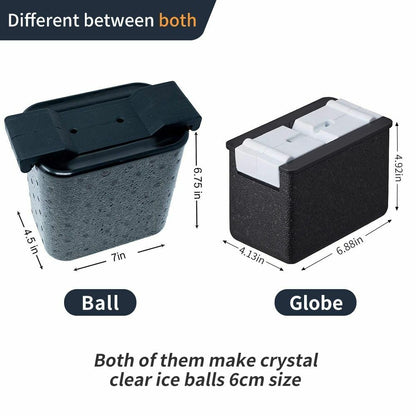 Crystal Clear Ice Ball Maker Spherical Whiskey Tray Bubble-Free Cavity 2.35 Mold