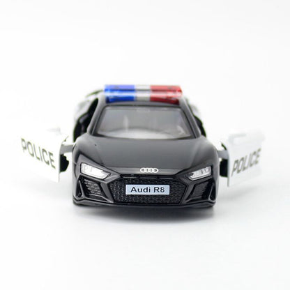 1/36 Audi R8 Police Car Model Metal Diecast Toy Vehicle Toys for Boys Kids Gifts