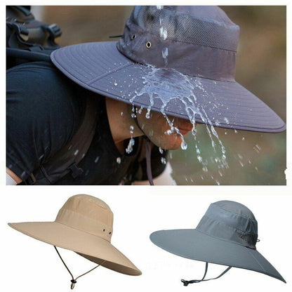15CM Big Wide Hat Fisherman Solid Waterproof Sunshade Fishing Cap Sport Hiking