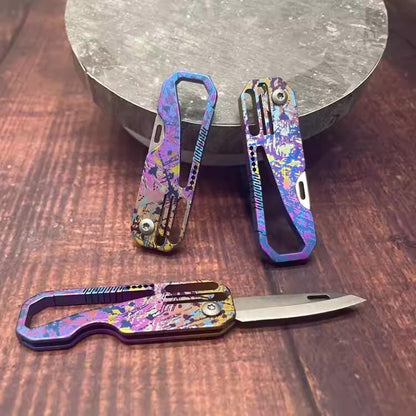 New Titanium Mini Knife Small Pocket Key Chain Pendants Folding Knife Gift