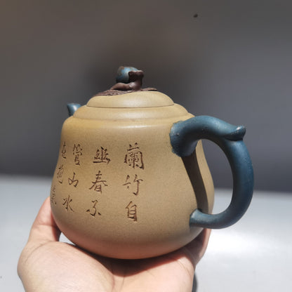 Chinese Yixing Zisha Clay Handmade Exquisite Teapot （寿桃壶 低款：铁画轩 )