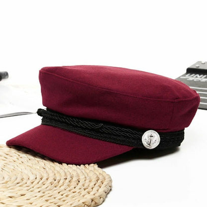 Winter Hats Womens French Style Wool Baker's Boy Cool Baseball Cap Black Visor