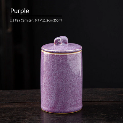 Ceramic Tea Storage Canister with Elephant Lid