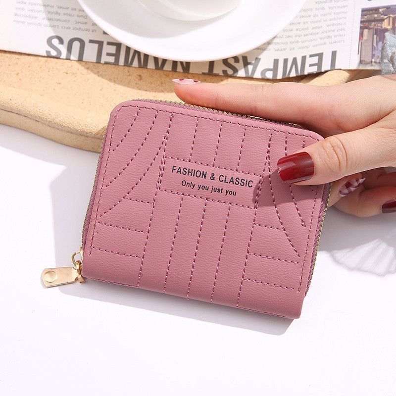Embroidery Short Wallet Zipper Clutch Bag Small Coin Purse Credit ID Card Holder
