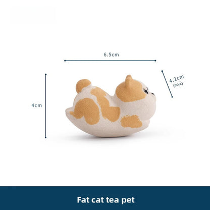 Purple Sands Orange Cat tea pet Ornament 6.5cm 2.2in Kung Fu tea set Decoration