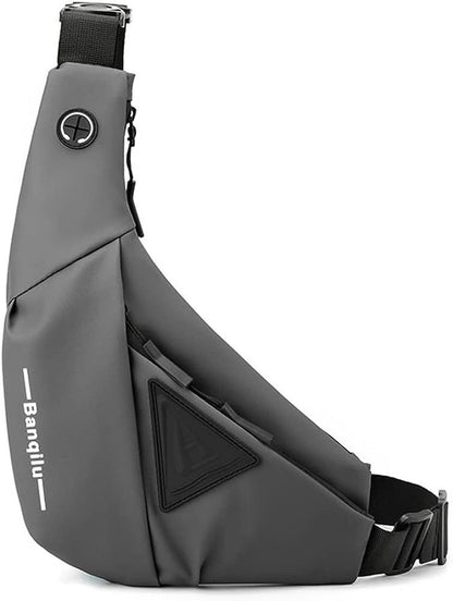 TINYAT Crossbody Bag for Men, Large Capacity Sling Pocket Hiking Grey